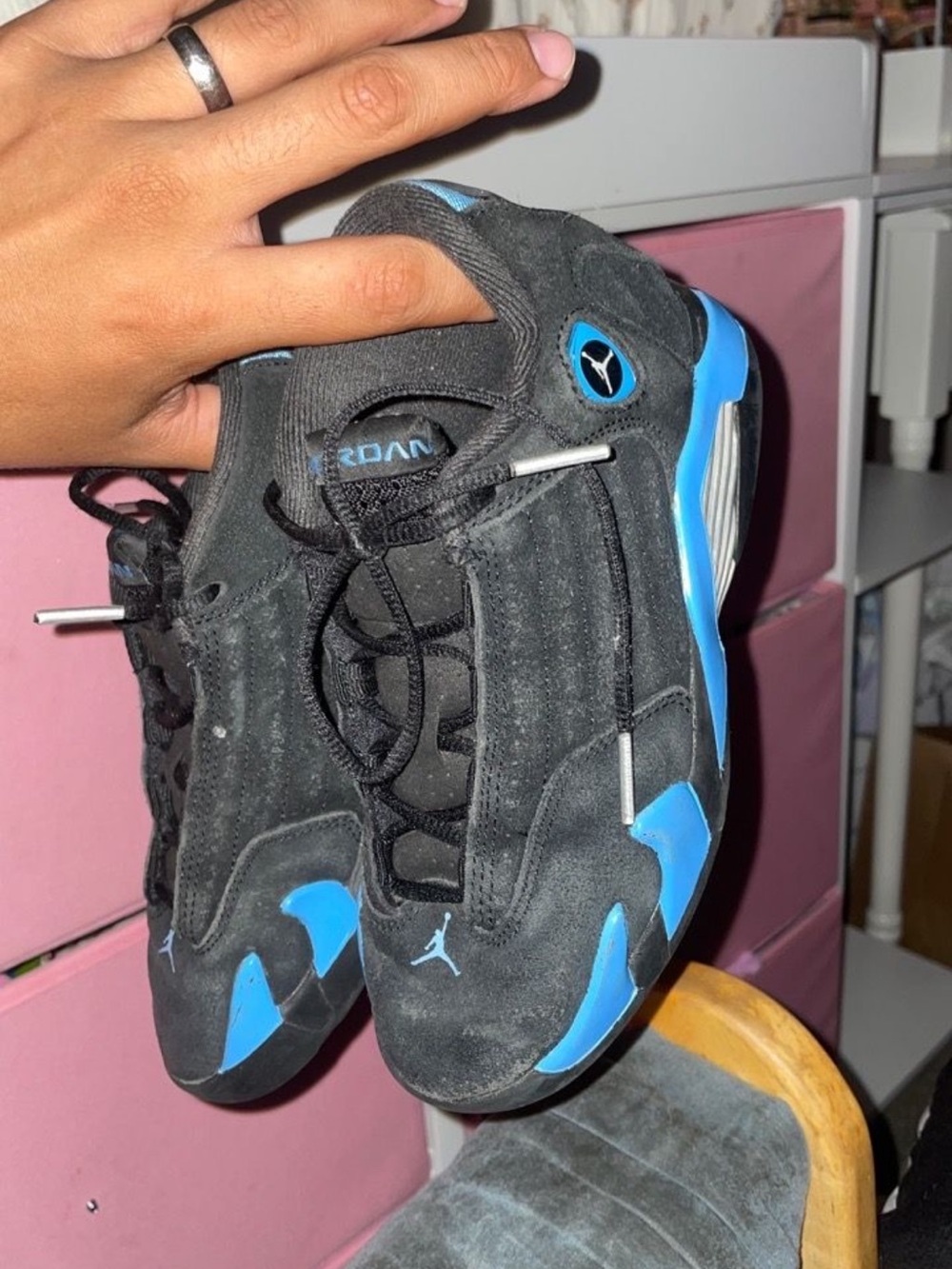 Jordan 14s Kids Low-Top Sneakers - Black/University Blue size 13c